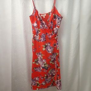 Floral Scalloped Wrap Dress